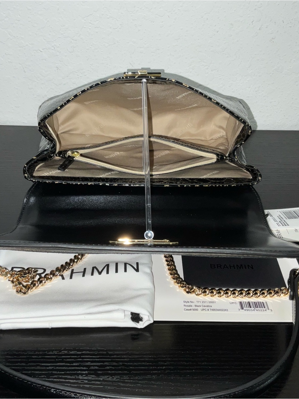 Brahmin Rosalie BLACK CAVATICA Crossbody Shoulder Bag Snake Print - Picture 8 of 8